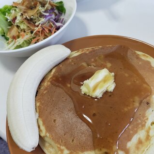 余ったホエイでもちもちパンケーキ！ナッツ入り